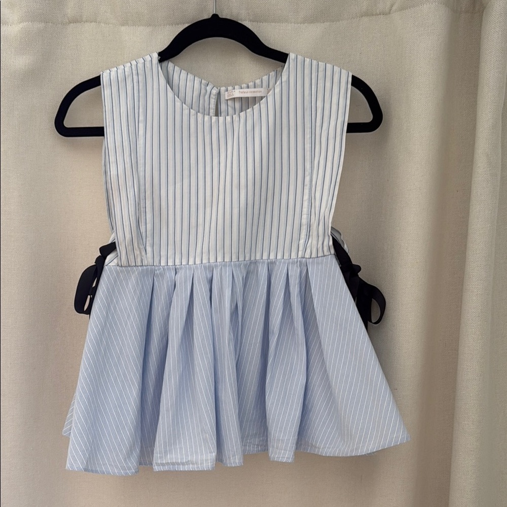 Zara Striped Blue Peplum Blouse